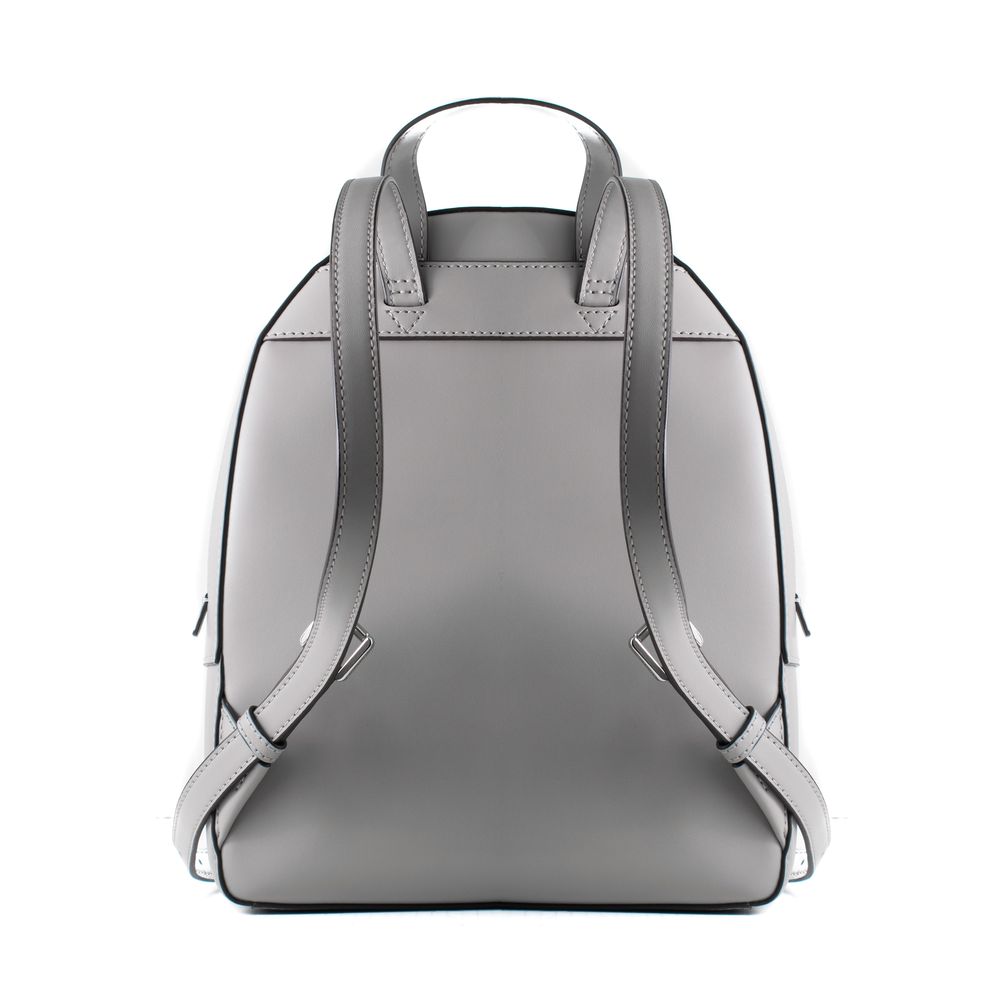 Michael Kors - Structured Pebbled Leather Backpack with Logo Plaque - Grey Michael Kors