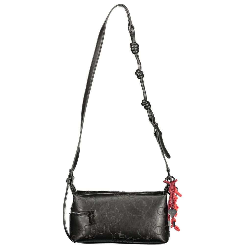 Desigual - Bold Embossed Heart Crossbody Bag with Knotted Strap - Black Desigual