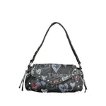 Desigual - Edgy Graffiti Heart Studded Shoulder Bag - Black Desigual