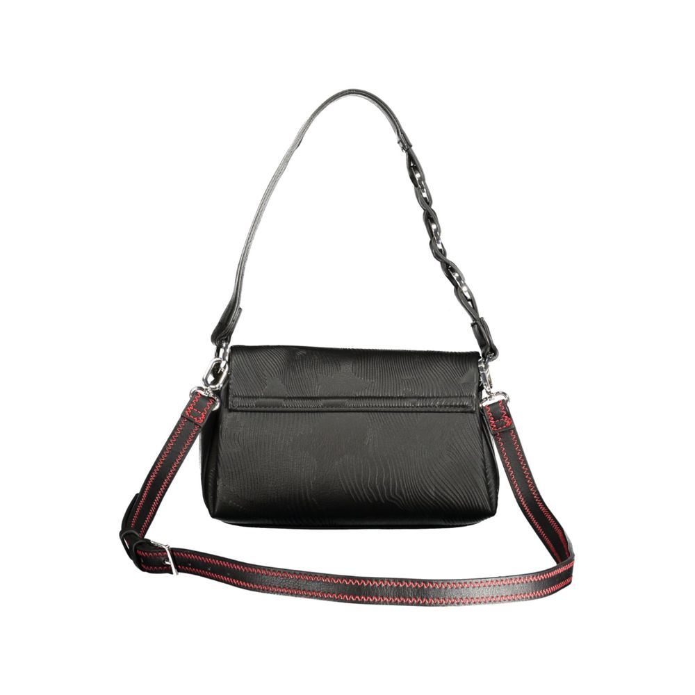 Desigual - Edgy Embossed Floral Chain Shoulder Bag - Black
