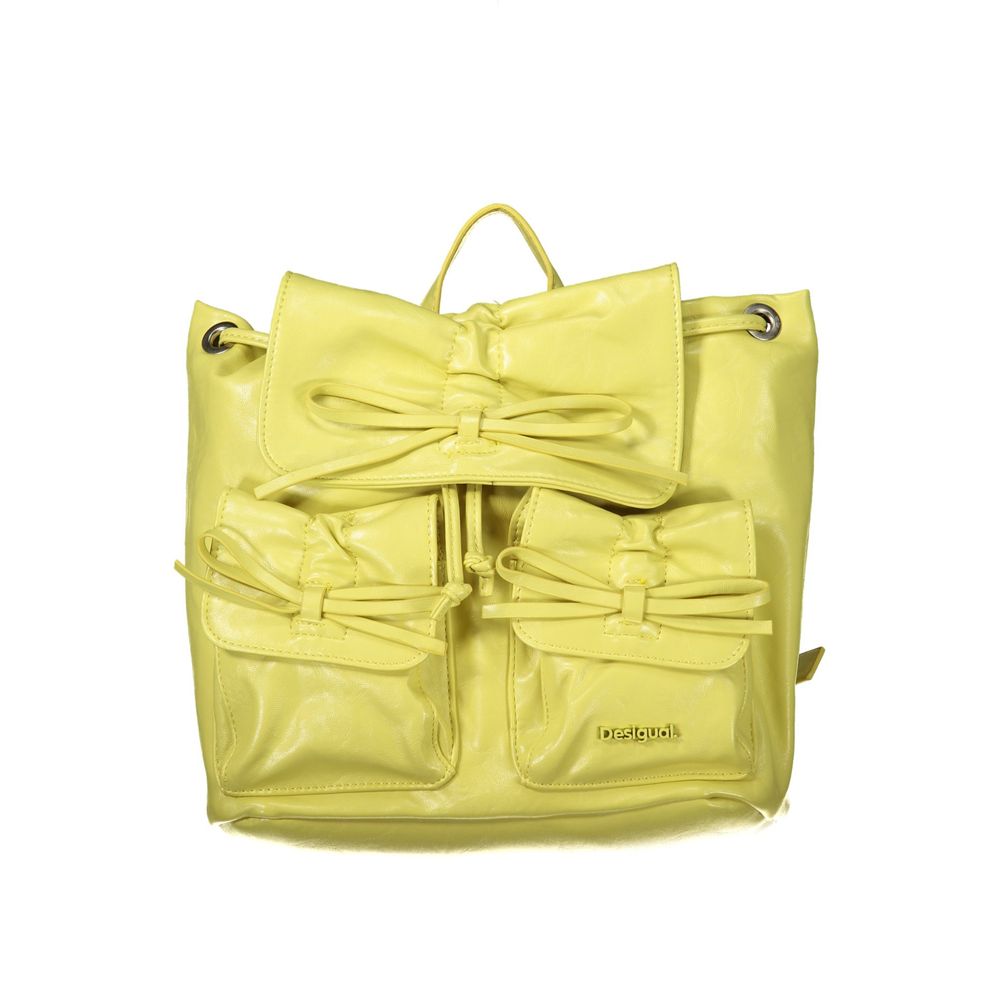 Desigual - Playful Bow Detail Glossy PU Backpack - Yellow Desigual