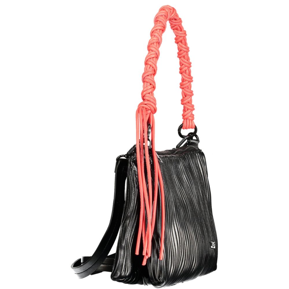 Desigual - Bold Braided Handle Textured Shoulder Bag - Black Coral Desigual
