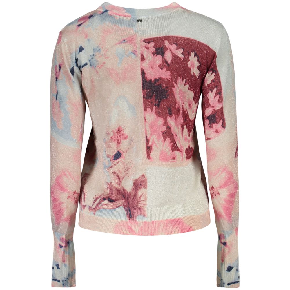 Desigual - Artistic Shimmer Floral Patchwork Long Sleeve Sweater - Pink Multicolor Desigual