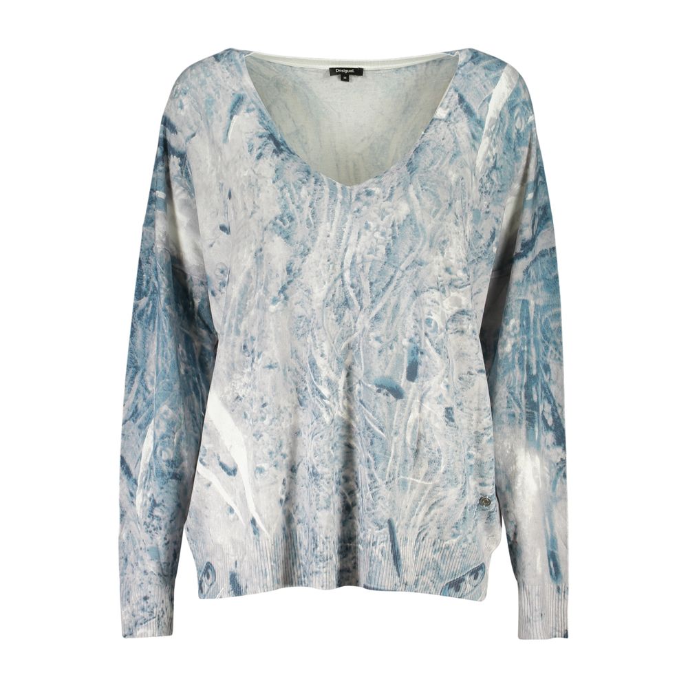 Desigual - Soft Viscose Abstract Print Relaxed Sweater - Azzurro Desigual