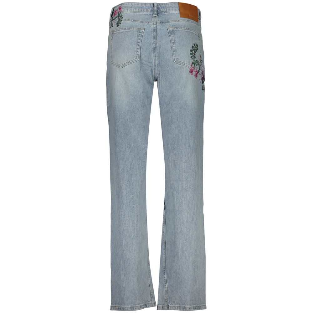 Desigual - Romantic Floral Embroidered Straight-Leg Jeans - Light Blue Desigual