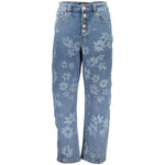 Desigual - Retro Floral Print Wide Leg Button Fly Jeans - Blue Desigual