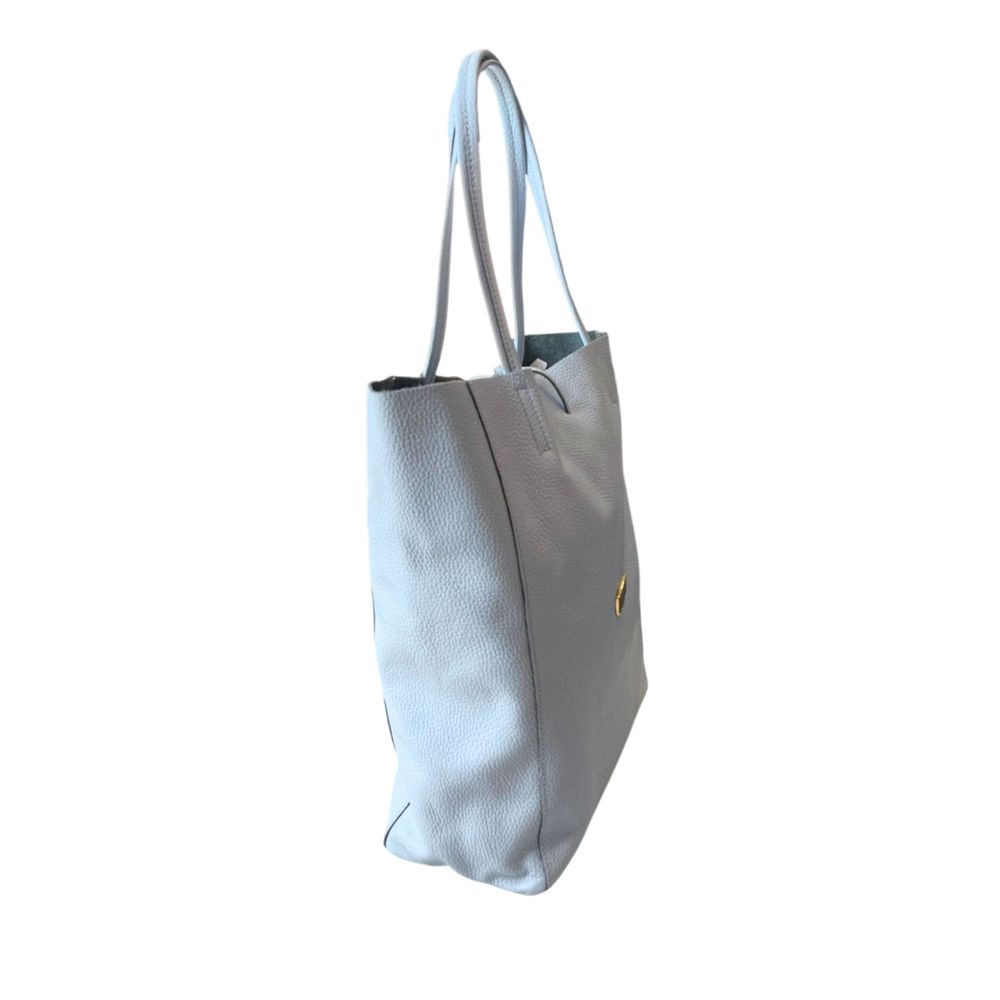 Baldinini Trend - Structured Blue Cowhide Shoulder Bag With Tie Closure - Blue Baldinini Trend