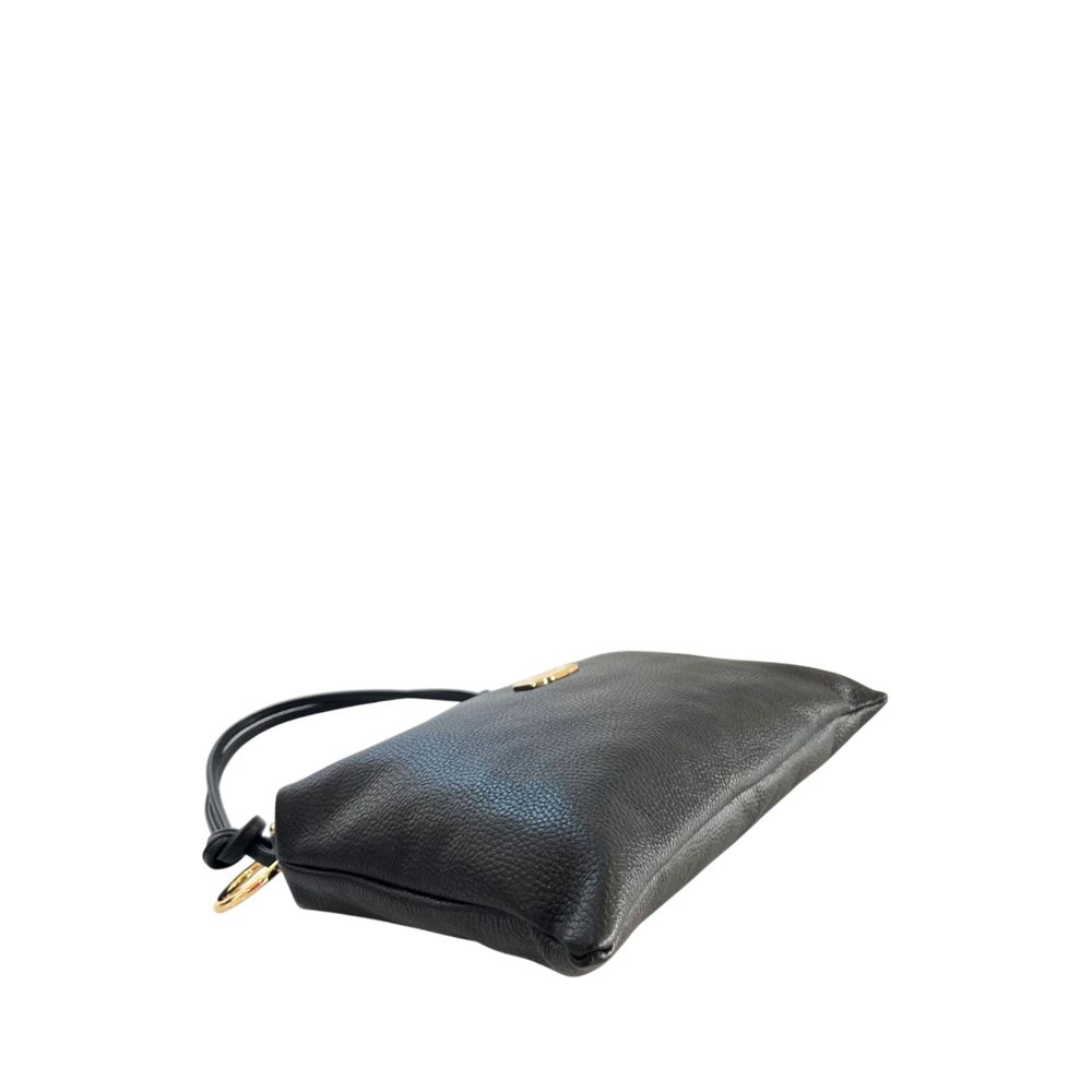 Baldinini Trend - Textured Cowhide Shoulder Bag with Gold Ring Hardware - Black Baldinini Trend