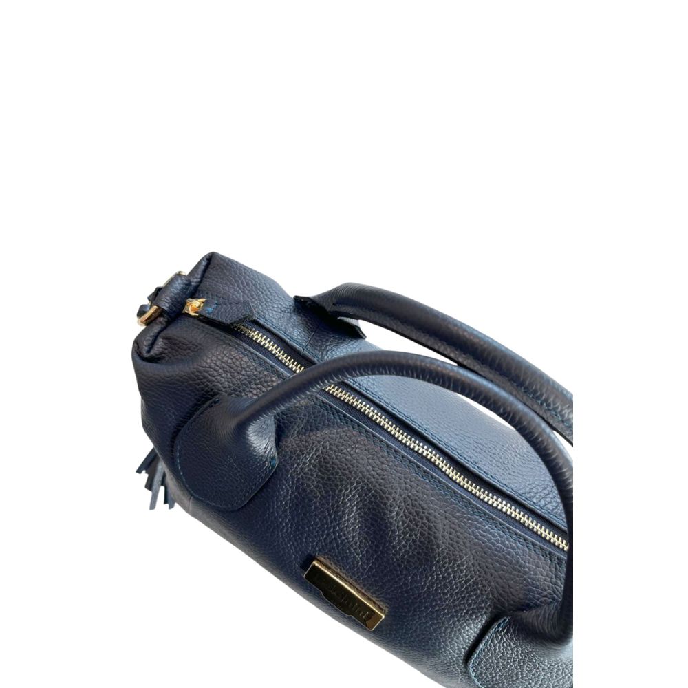 Baldinini Trend - Textured Cowhide Shoulder Bag with Fringe Tassel - Blue Baldinini Trend