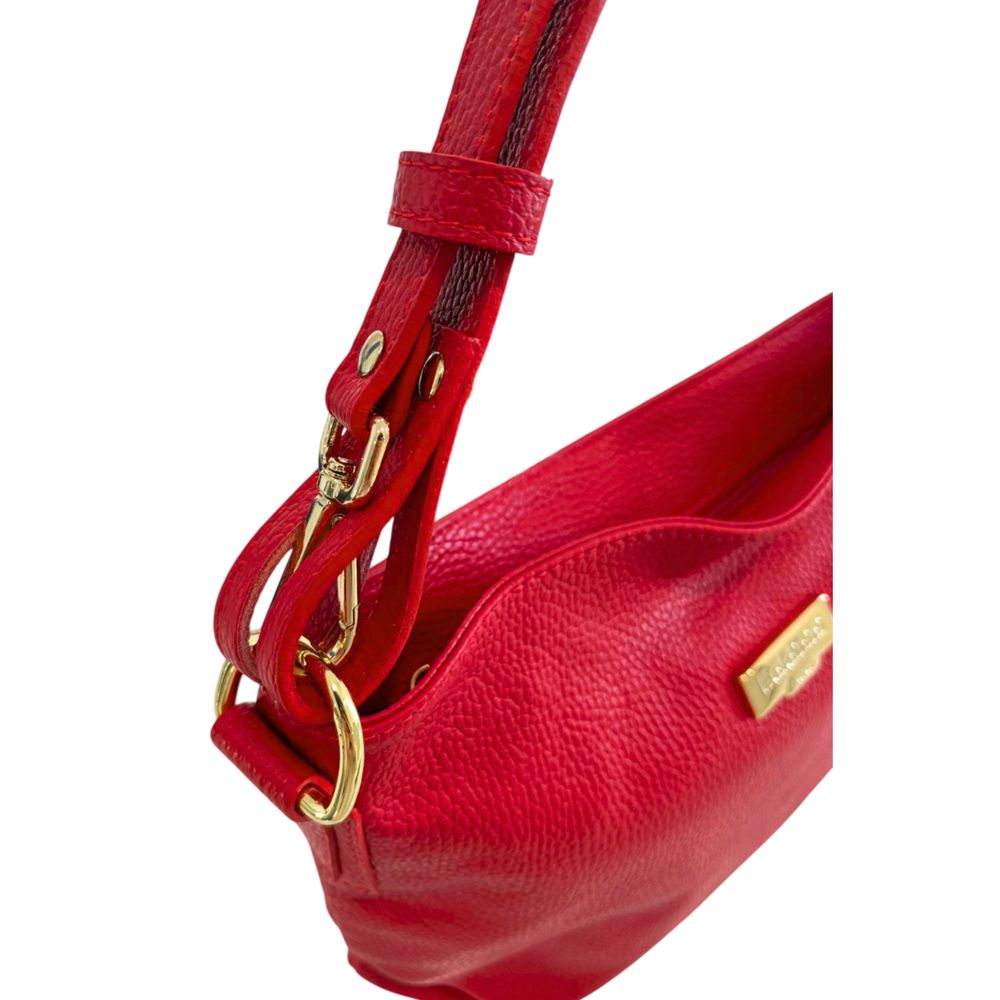 Baldinini Trend - Structured Textured Leather Shoulder Bag With Gold Hardware - Red Baldinini Trend