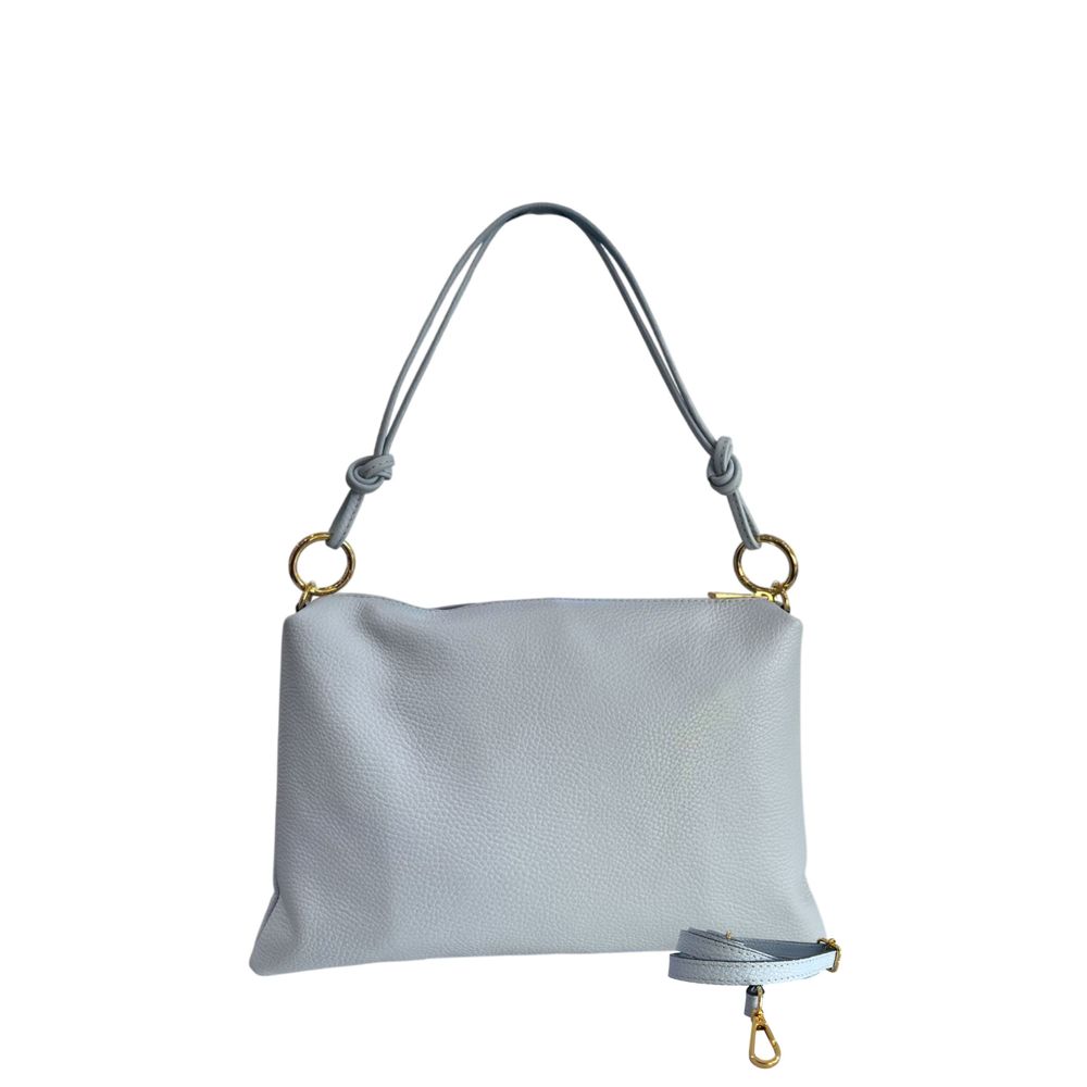 Baldinini Trend - Sleek Blue Cowhide Clutch Bag With Gold Hardware - Blue Baldinini Trend