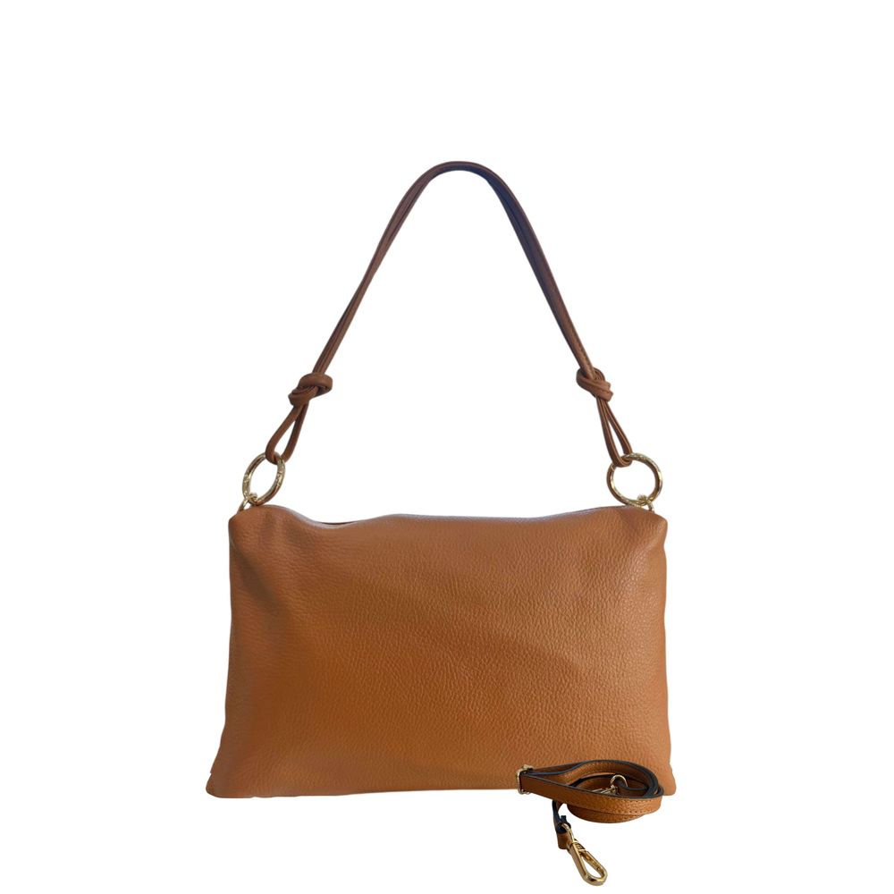 Baldinini Trend - Versatile Pebbled Leather Shoulder Clutch Bag - Brown Baldinini Trend