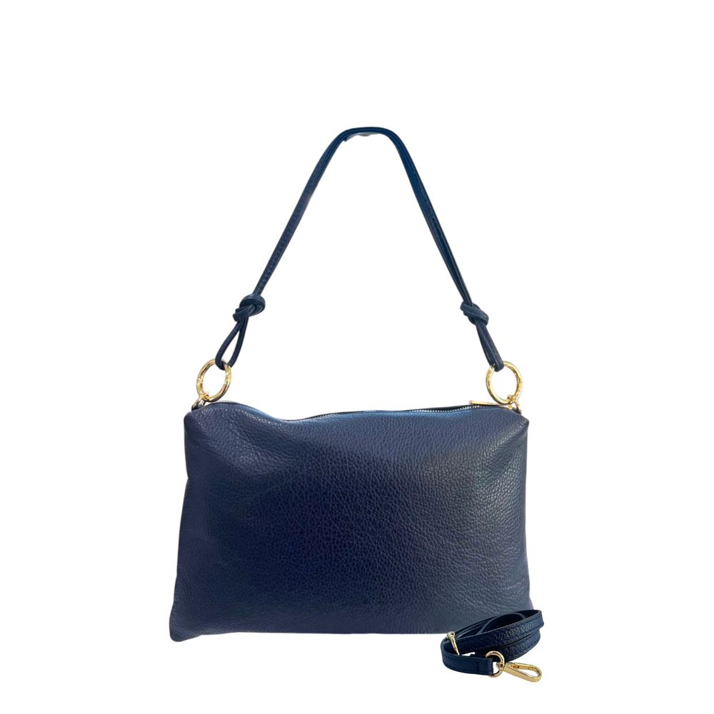 Baldinini Trend - Polished Blue Cowhide Convertible Clutch Bag - Blue Baldinini Trend