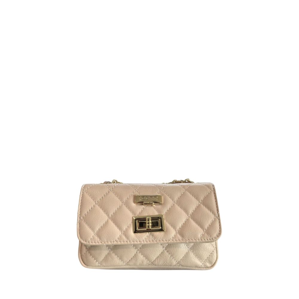 Baldinini Trend - Elegant Quilted Cowhide Mini Crossbody Bag - Beige Baldinini Trend
