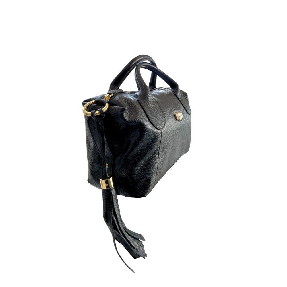 Baldinini Trend - Polished Textured Cowhide Shoulder Bag with Tassel - Black Baldinini Trend