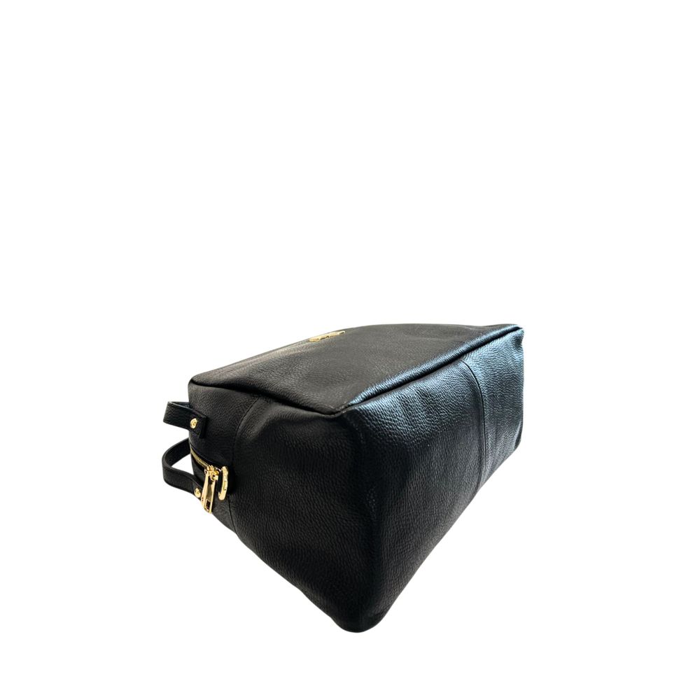Baldinini Trend - Structured Textured Cowhide Shoulder Bag with Gold Hardware - Black Baldinini Trend