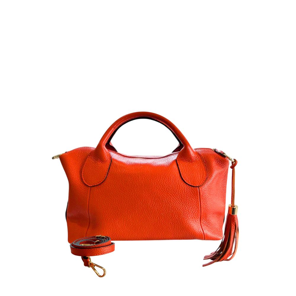 Baldinini Trend - Vibrant Textured Cowhide Shoulder Bag With Tassel - Orange Baldinini Trend
