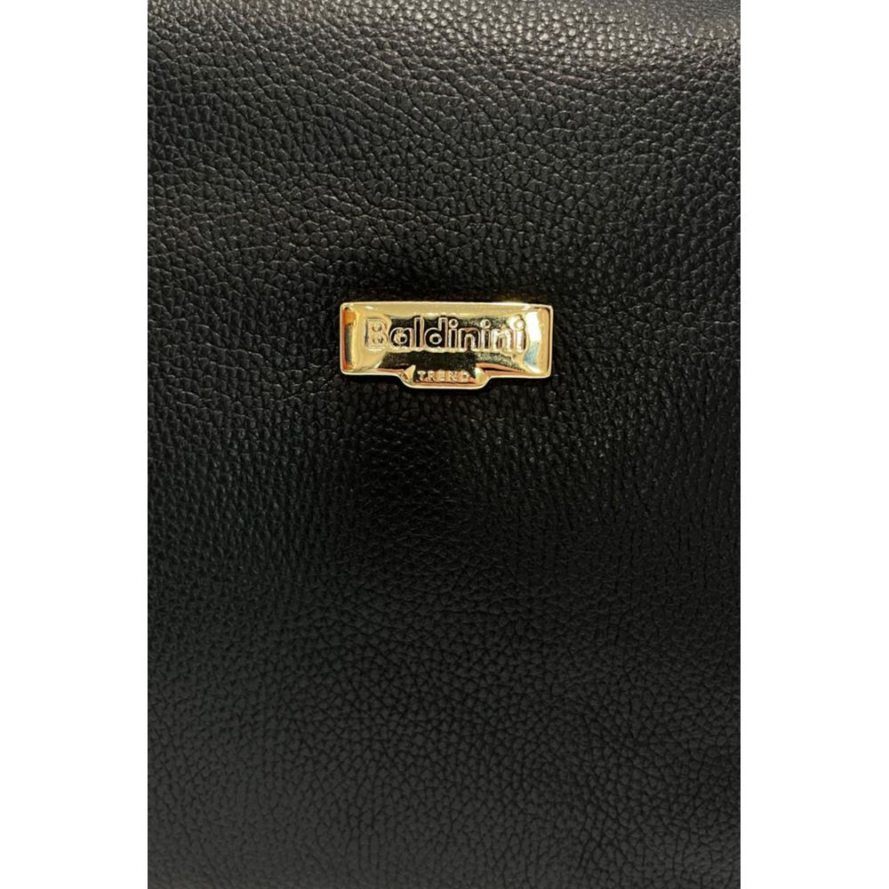 Baldinini Trend - Structured Textured Cowhide Shoulder Bag with Gold Hardware - Black Baldinini Trend