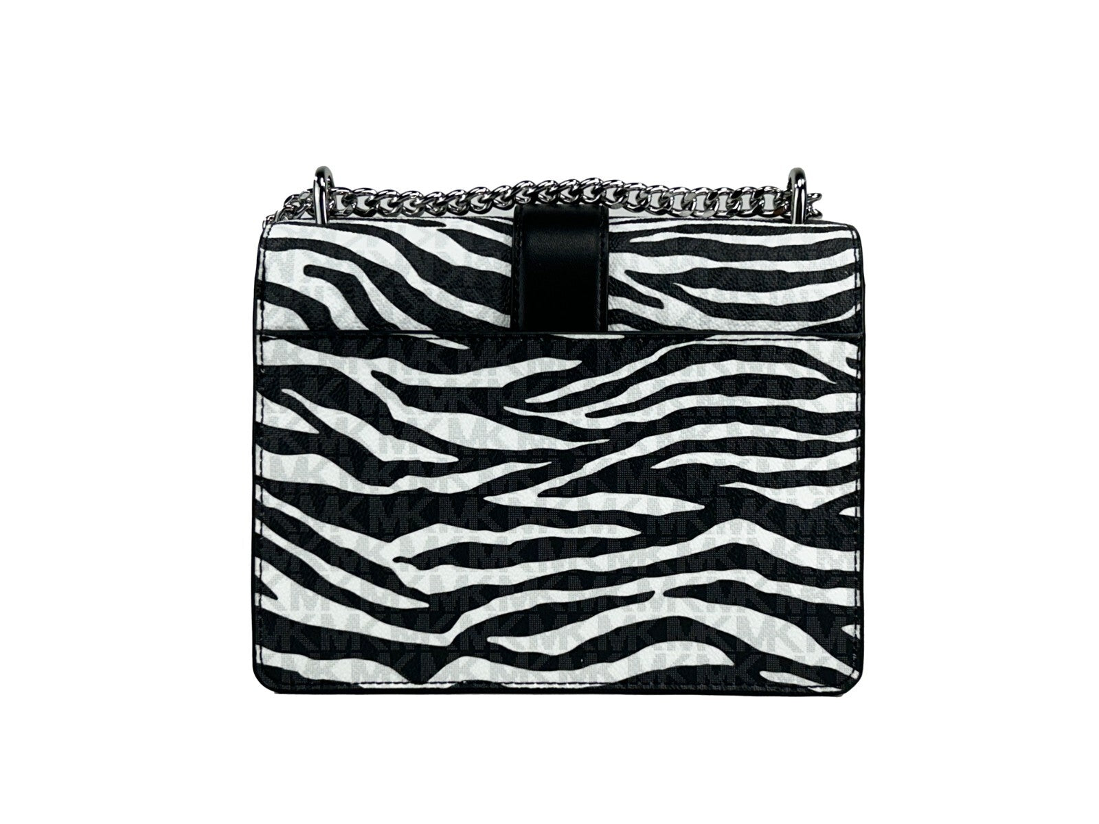 Michael Kors - Bold Zebra Print Coated PVC Crossbody Chain Bag - Black White Zebra Michael Kors
