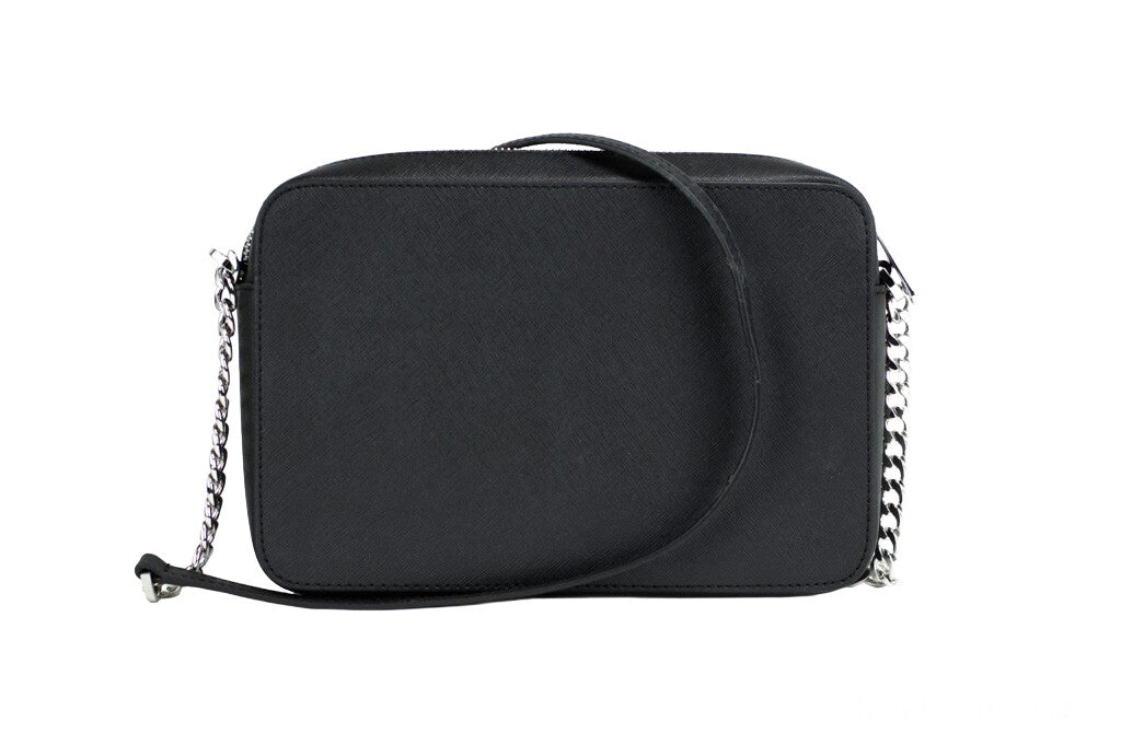 Michael Kors - Polished Saffiano Leather Structured Crossbody Bag - Black Michael Kors