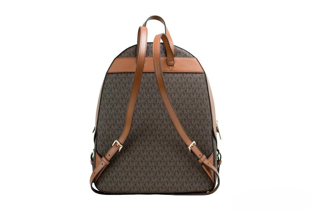 Michael Kors - Polished Signature PVC Large Backpack With Gold Hardware - Brown Michael Kors