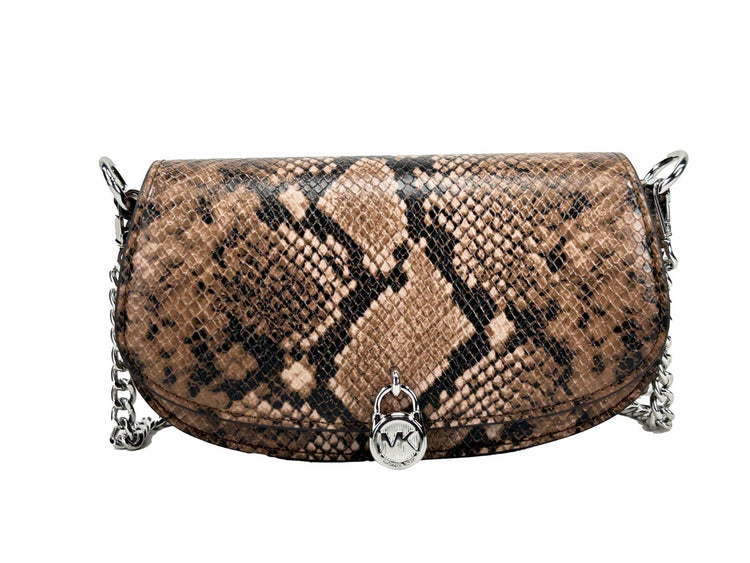 Michael Kors - Bold Snakeskin Textured Chain Messenger Crossbody Bag - Brown Snake Michael Kors