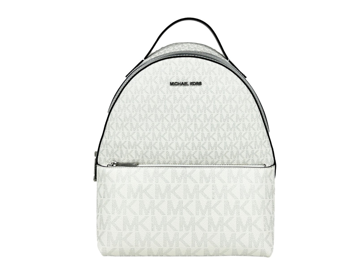 Michael Kors - Polished Monogram Medium PVC Backpack - Silver Michael Kors