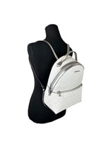 Michael Kors - Polished Monogram Medium PVC Backpack - Silver Michael Kors