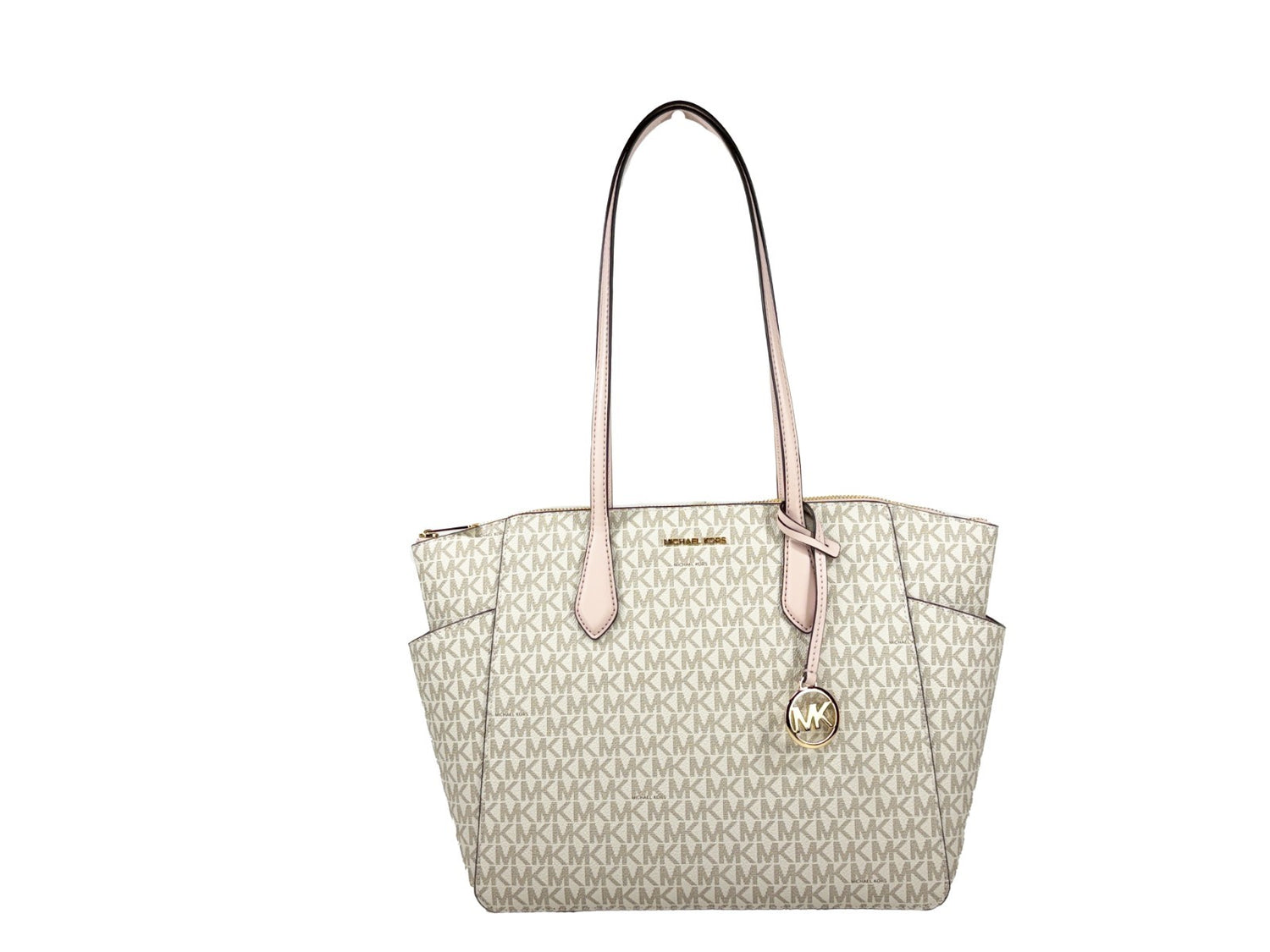 Michael Kors - Polished Signature Logo Medium Tote Bag - Vanilla Michael Kors