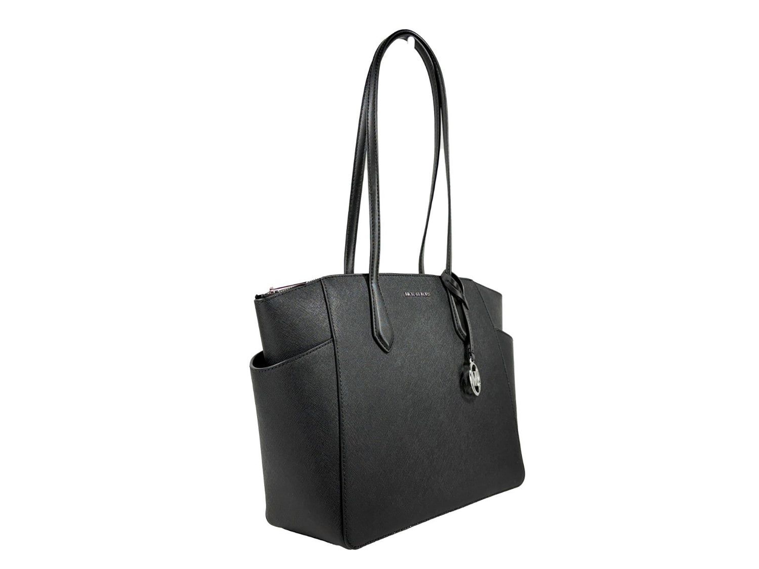 Michael Kors - Polished Leather Medium Signature Tote Bag - Black Michael Kors