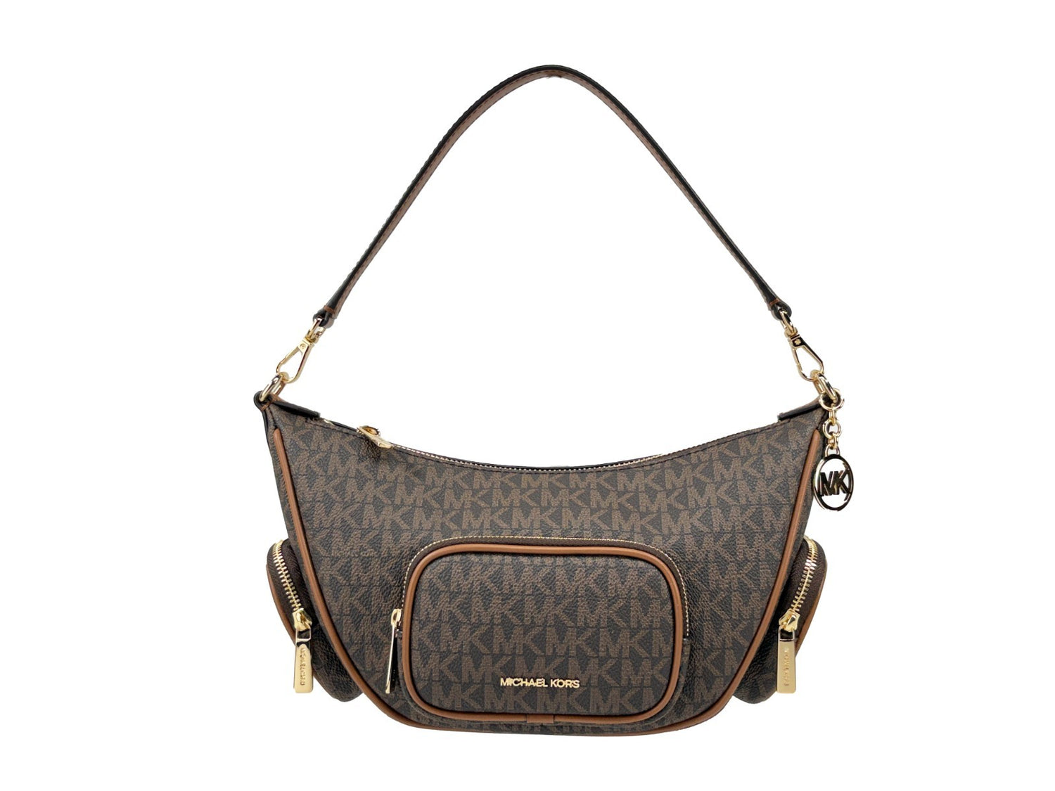 Michael Kors - Polished Logo Print Convertible Crossbody Bag - Brown Michael Kors