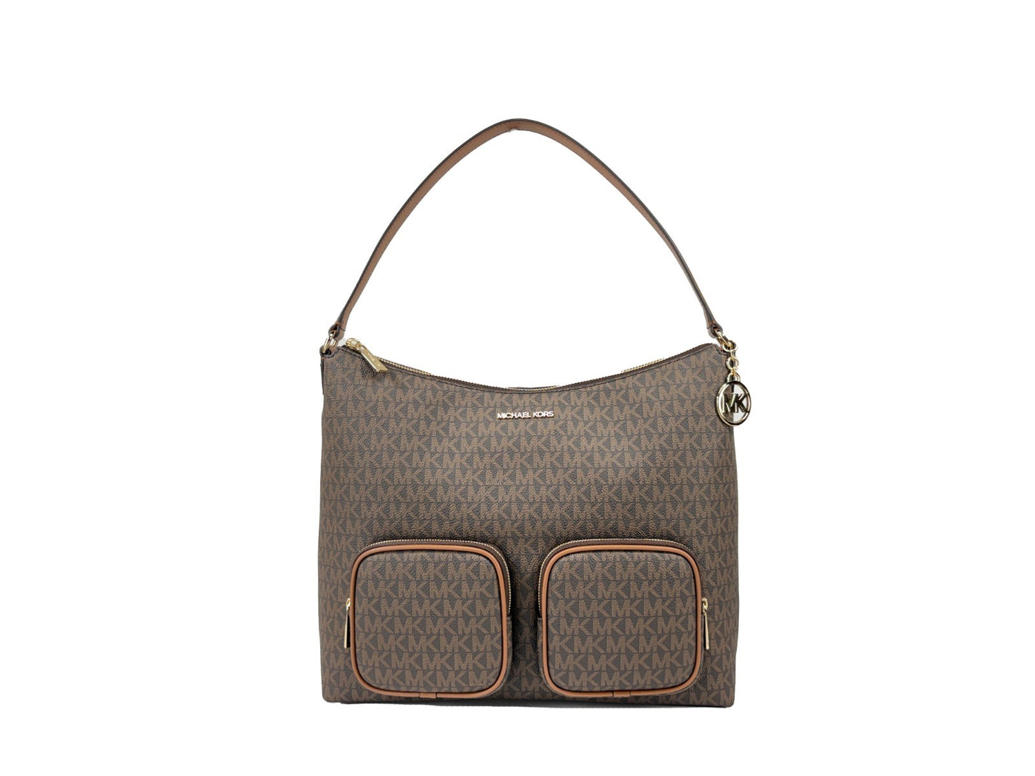 Michael Kors - Polished Logo Print Large Cargo Shoulder Bag - Brown Michael Kors