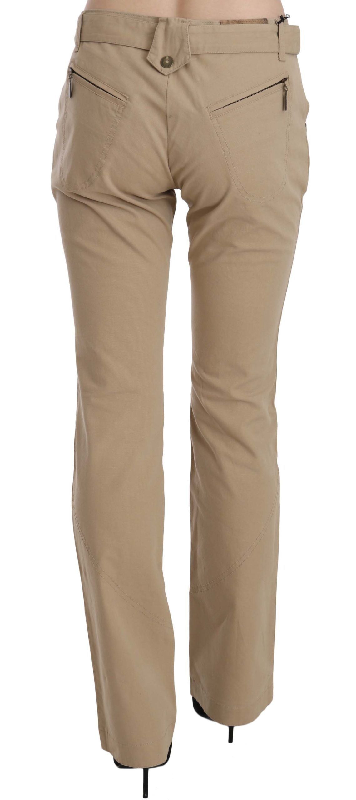 Just Cavalli - Polished Cotton Straight Leg Trousers - Beige Just Cavalli