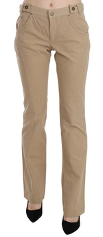 Just Cavalli - Polished Cotton Straight Leg Trousers - Beige Just Cavalli