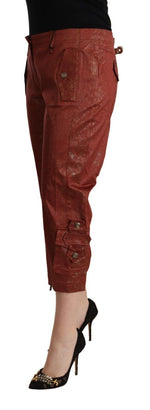 Just Cavalli - Sophisticated Lurex Mid-Waist Cropped Capri Pants - Brown Just Cavalli