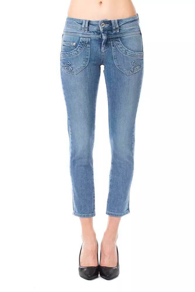 Ungaro Fever - Slim Straight Leg Capri Jeans With Button Detail - Light Blue Ungaro Fever