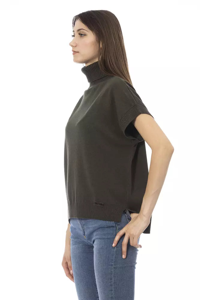 Baldinini Trend - Sophisticated Short Sleeve Ribbed Turtleneck Sweater - Green Baldinini Trend