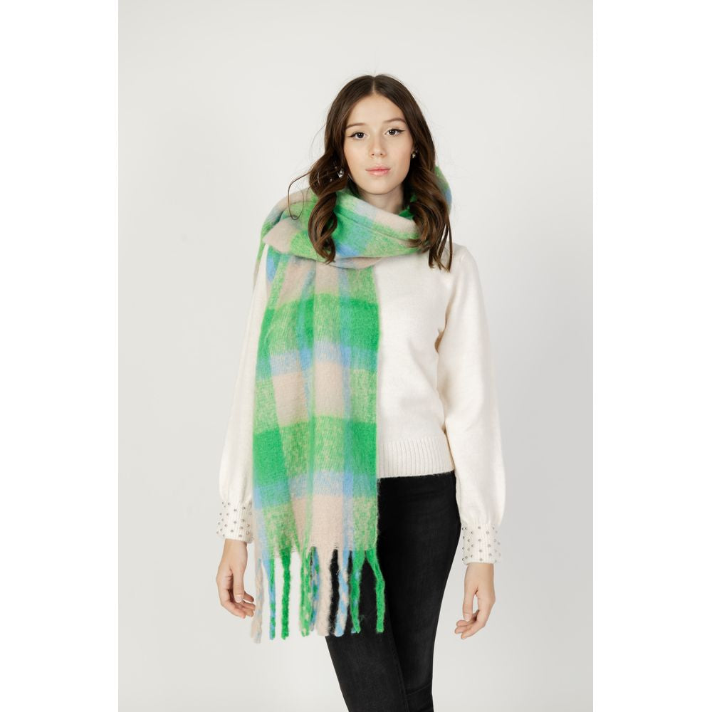 Only - Classic Check Fringe Scarf - Green Multi Only