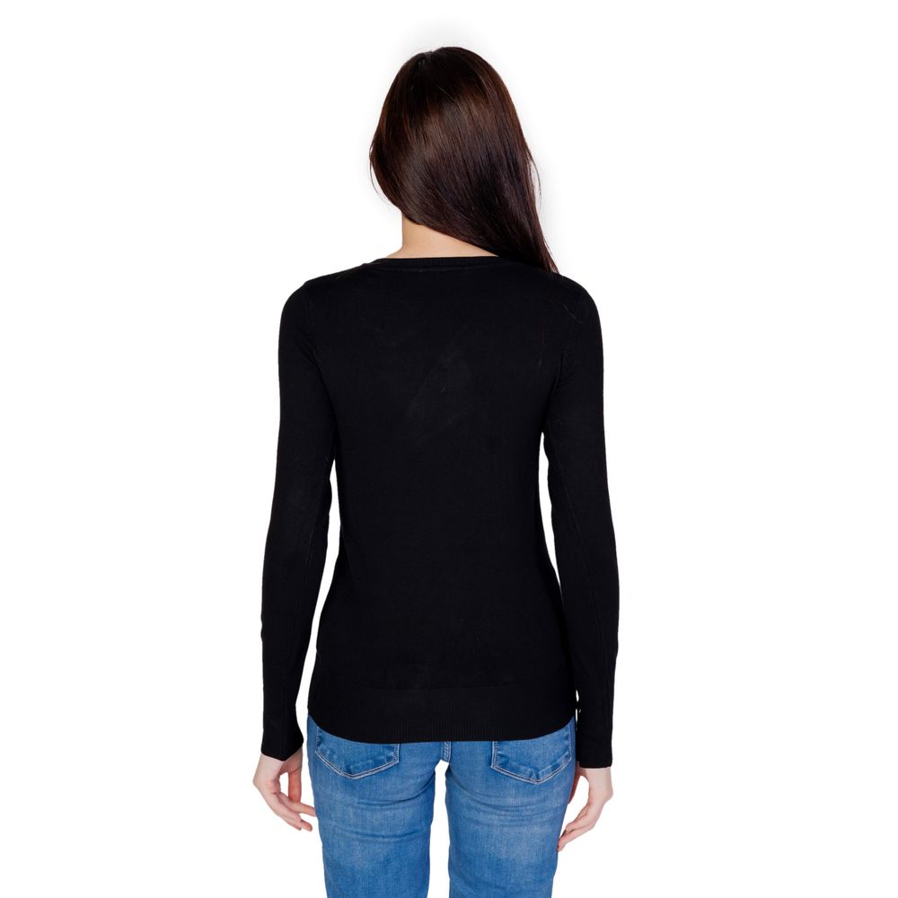 Guess - Refined Fitted Cotton V-Neck Sweater with Button Cuffs - Black Guess