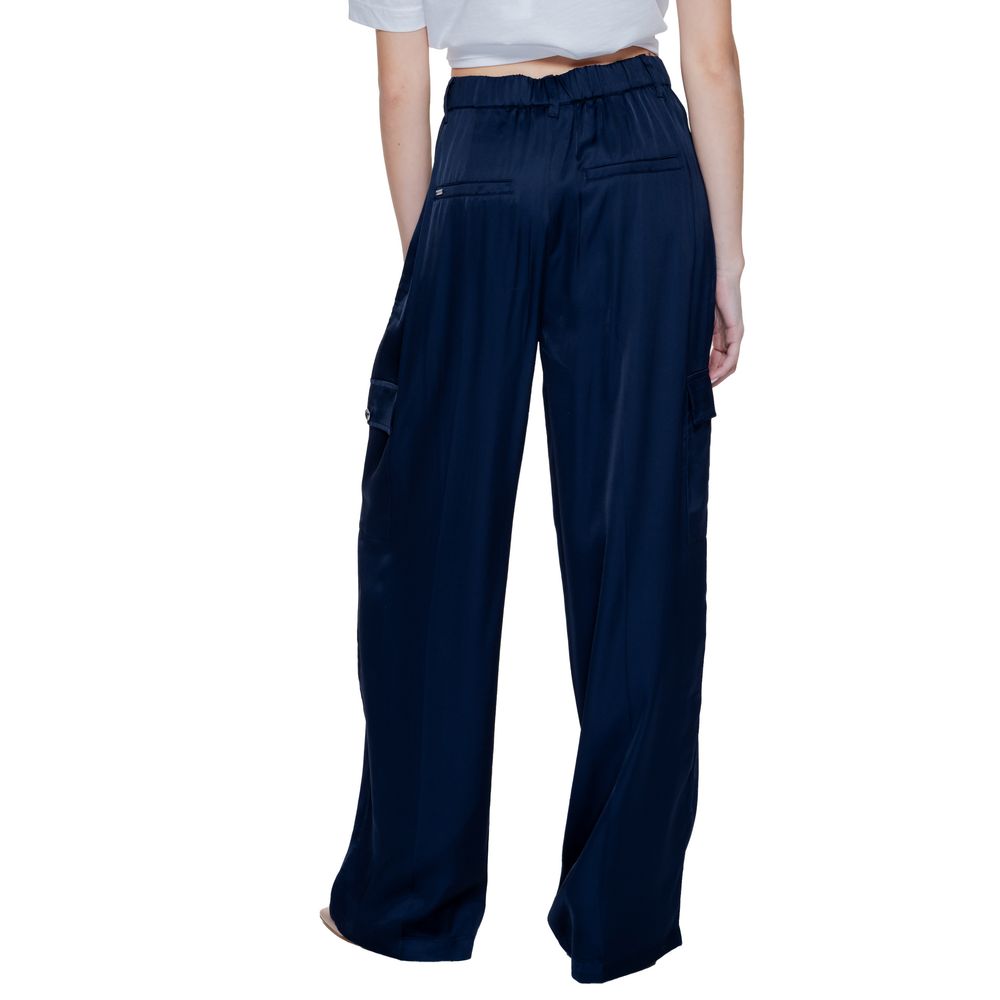 Street One - Elegant Flowing Wide Leg Palazzo Pant - Blue Street One