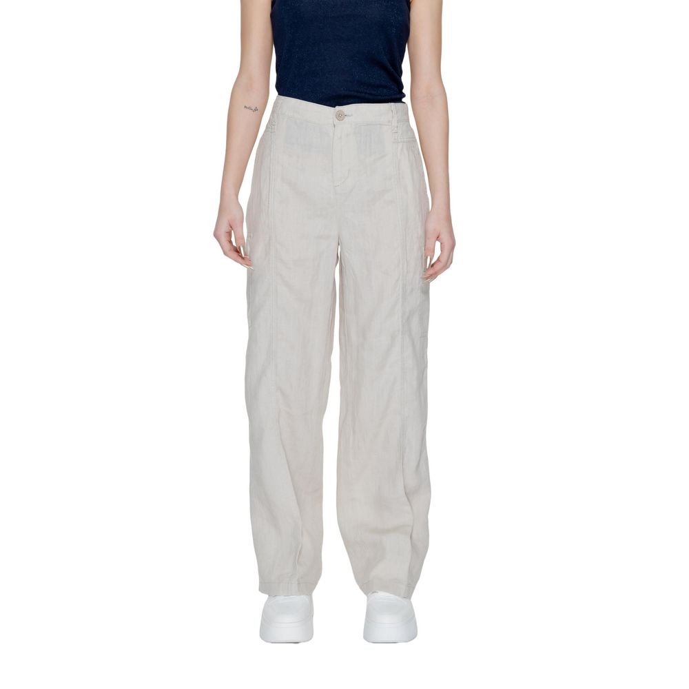 Street One - Relaxed Wide Leg Linen Trousers - Beige Street One