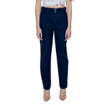 Street One - Sophisticated High-Rise Straight Leg Tailored Trousers - Blue Street One