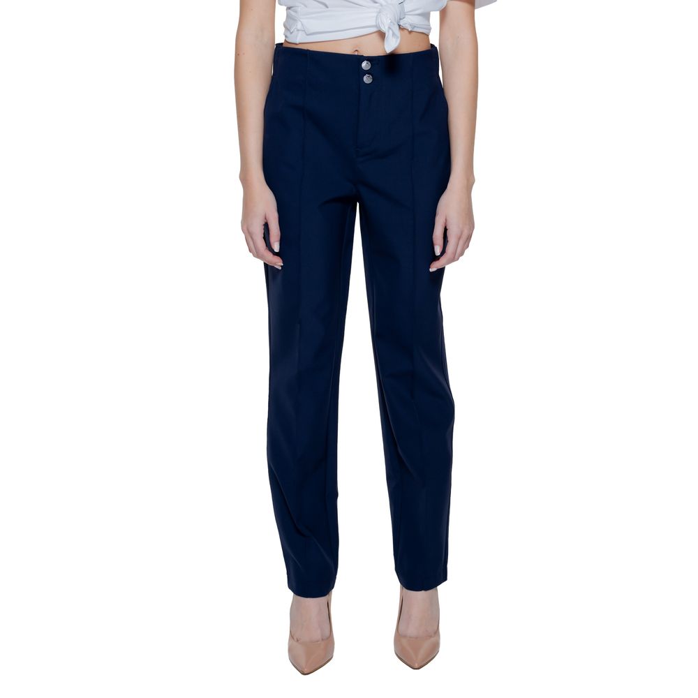 Street One - Sophisticated High-Rise Straight Leg Tailored Trousers - Blue Street One