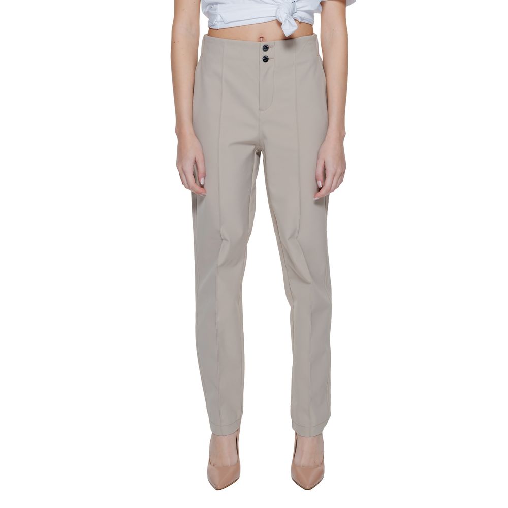 Street One - Polished High-Rise Cigarette Pant with Elastic Back Waist - Beige Street One