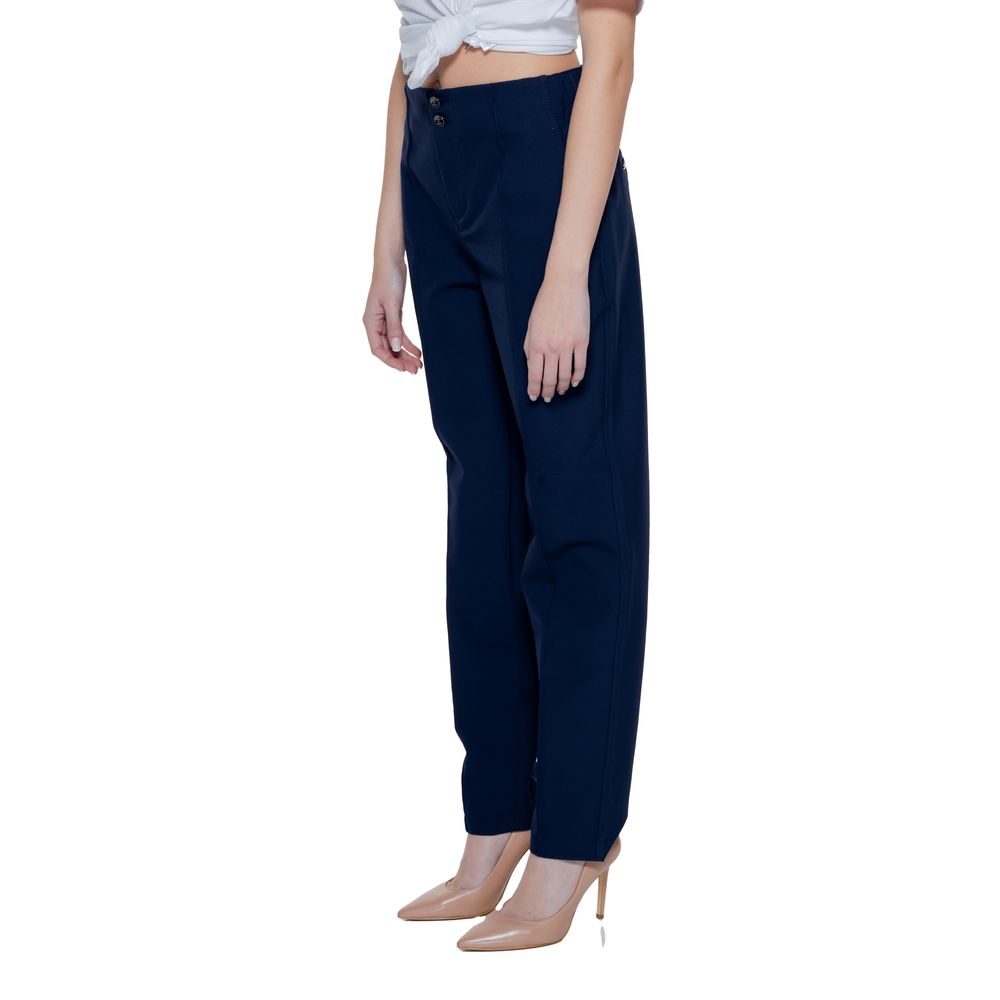 Street One - Sophisticated High-Rise Straight Leg Tailored Trousers - Blue Street One