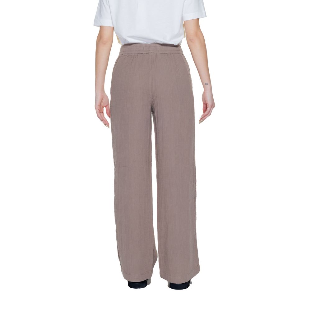 Street One - Effortless Cotton Wide Leg Palazzo Pants - Brown Street One