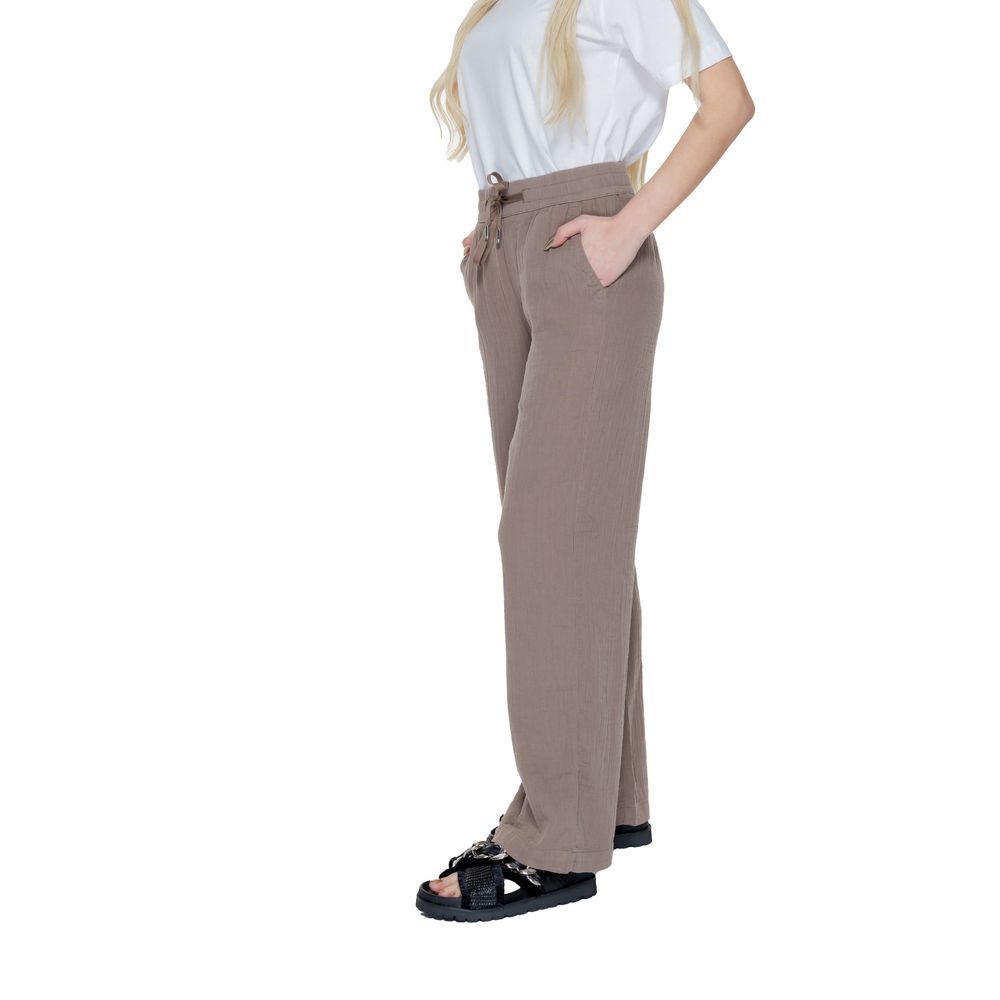 Street One - Effortless Cotton Wide Leg Palazzo Pants - Brown Street One
