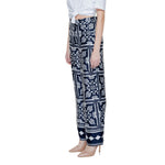 Street One - Elegant High-Waisted Geometric Print Palazzo Pants - Blue Street One