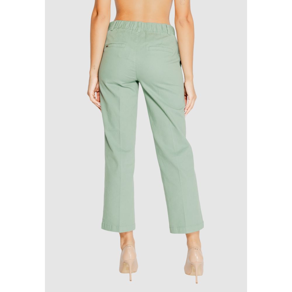 Street One - Elegant Straight Leg Cotton Twill Trousers - Turquoise Street One