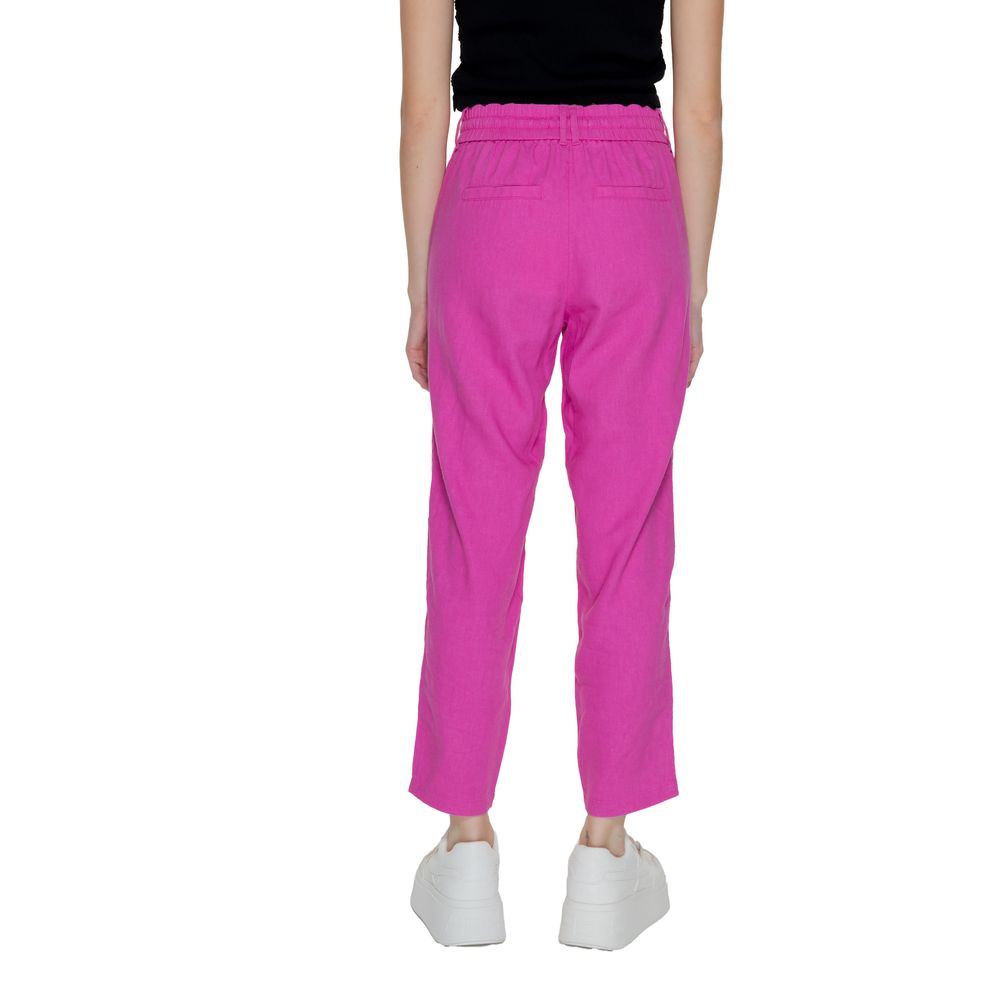Only - Effortless Linen Blend Pleated Trousers - Pink Only